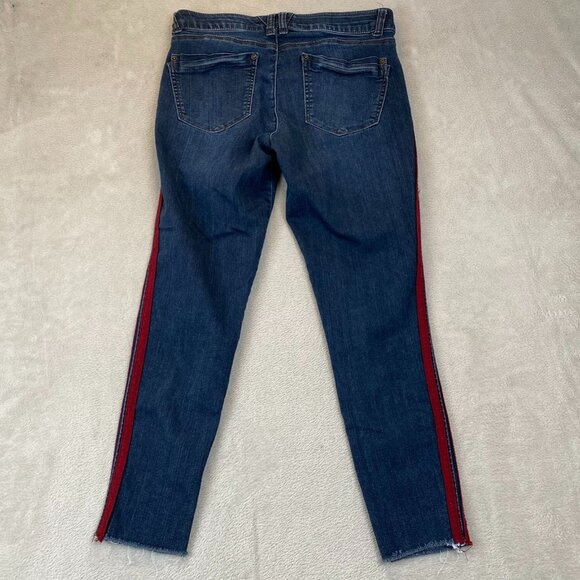 Democracy Women's Jeans Size 6 Ab Technology Skinny Frayed Hem Side Striped Blue - Picture 13 of 13